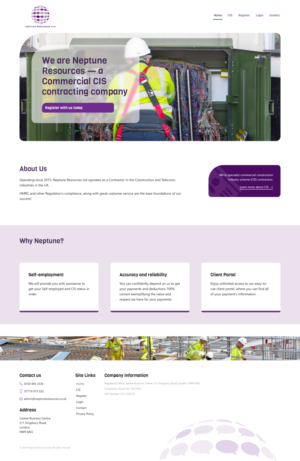 Client portal and marketing website screenshot